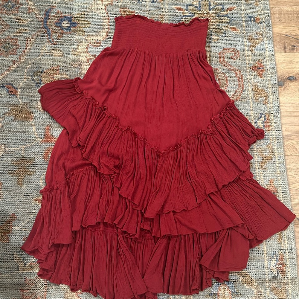 Burgundy Free People skirt. Can also be worn as a strapless dress.